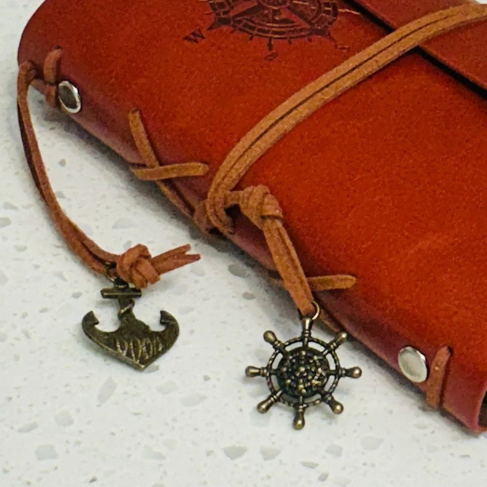 📒 Nautical Notebook Journal Leather Wrap With Refillable Paper NWT
